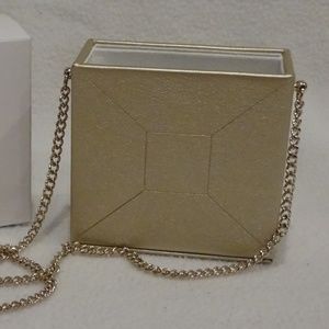 Designer Gold Tone Cross Body Open Top Evening Bag